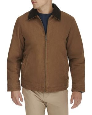 Dockers Cotton Workwear Jacket With Corduroy Collar - Brown