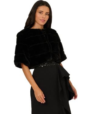Adrianna Papell Fur Coverup Jacket - Black