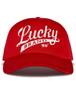 Lucky Brand Standard Trucker Mesh-back Cap With Adjustable Snapback For And - Red