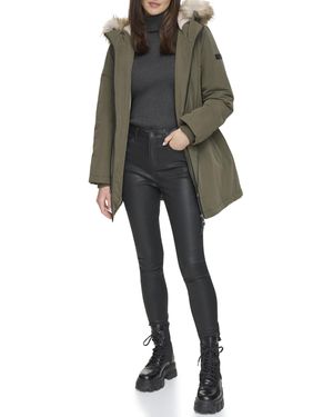 Dkny anorak with faux fur trim best sale