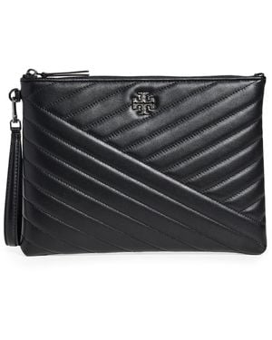 Tory Burch Kira Chevron Pave Logo Pouch - Black