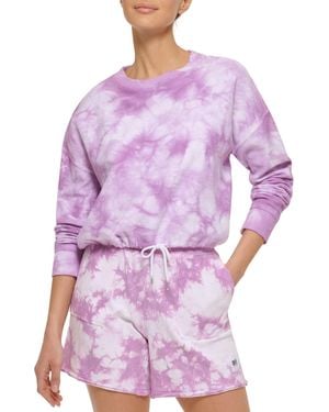 DKNY Drawstring Hem Tie Dye Pollover - Purple