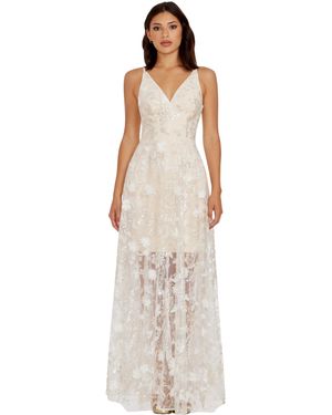 Dress the Population Sidney Floral 3d Beaded Sequin - White
