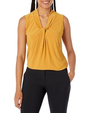 Kasper Sleeveless Knot Front Top - Orange