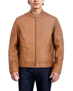 Cole Haan Outerwear Leather Jacket - Blue