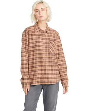 Volcom Plaid To Meet U Long Sleeve Flannel Shirt - Natural