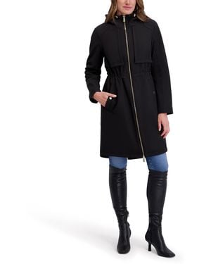 Kensie Outerwear Hooded Softshell Water Resistant Jacket - Black