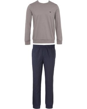 Emporio Armani Pattern Mix Long Pajamas - Black