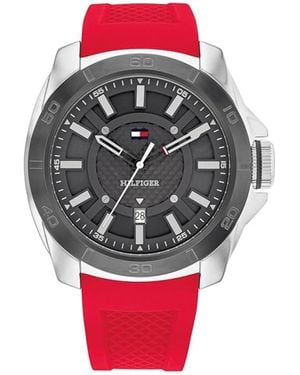 Tommy Hilfiger 3h Quartz Watch - Durable Silicone Wristwatch For - Water Resistant Up To 5 Atm/50 Meters - Premium Fashion Timepiece - Bold - Gray