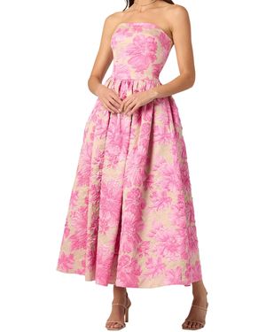 Shoshanna Midnight Geranium Jacquard Dana Dress - Pink