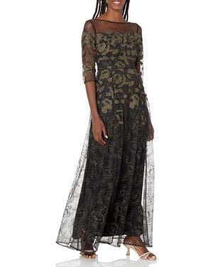 Adrianna Papell Embroidered Ball Gown - Black