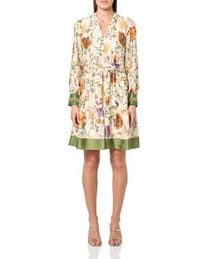 Anne Klein Soft V Neck Tiered Dress - Yellow