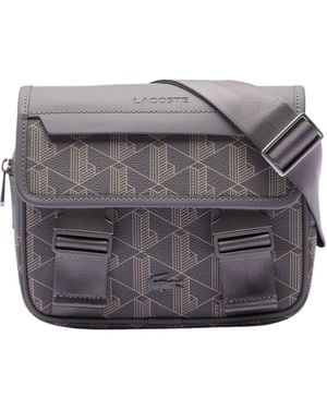 Lacoste The Blend Clip Flap Satchel - Gray