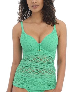 Freya Sundance Crochet Padded Plunge Underwire Tankini - Green