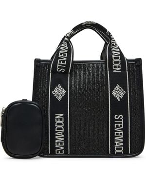 Steve Madden Bwebber Small Straw Satchel - Black