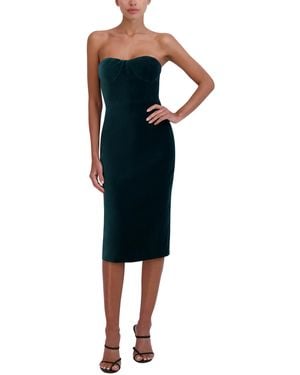 BCBGMAXAZRIA Sweetheart Neck Velvet Bustier Midi Cocktail Dress - Blue