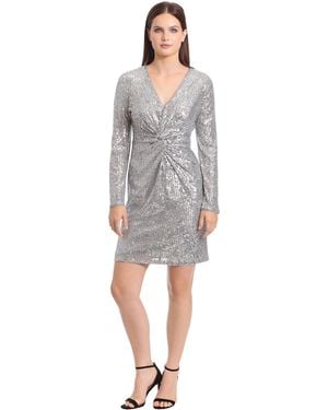 Maggy London Holiday Sequin Dress Event Occasion Cocktail Party Guest Of - Gray