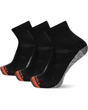 Merrell Adult's Lightweight Work Socks-3 Pair Pack- Repreve With Durable Reinforcement - Black