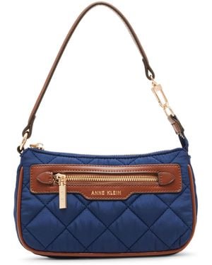 Anne Klein Quilted Nylon Pochette - Blue