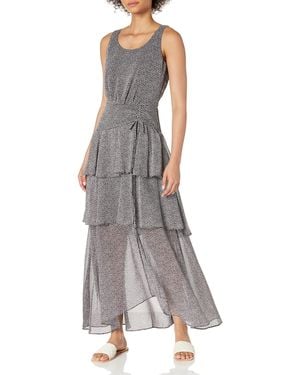 Karl Lagerfeld Paris Dresses Printed Chiffon Maxi Dress - Gray