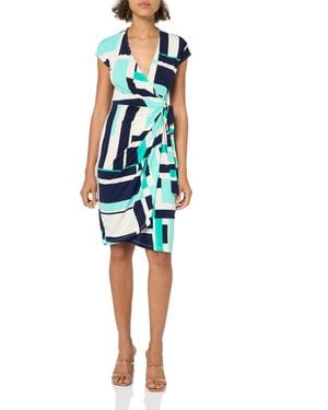 Maggy London Printed Matte Jersey Wrap - Blue