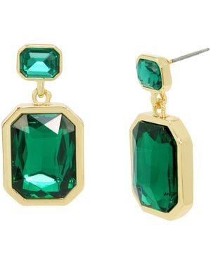 Steve Madden S Stone Gem Double Drop Earrings - Green
