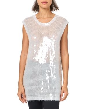 Norma Kamali Sleeveless Boyfriend Crewneck Top - White