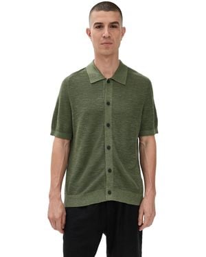 Theory Relaxed Short Sleeve Button Down In Pacific Linen - Green