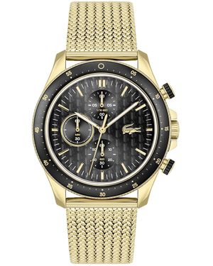 Lacoste Orologio con Cronografo al Quarzo da Uomo Collezione NEO HERITAGE con Cinturino in Acciaio Inossidabile di Colore Dorato - Metallizzato