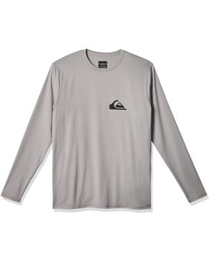 Quiksilver Mens Solid Streak Long Sleeve Rashguard Upf 50 Sun Protection Surf Rash Guard Shirt - Gray