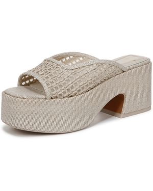 Franco Sarto Fernanda Heeled Sandal Rope Ivory White Raffia 8.5 M - Gray