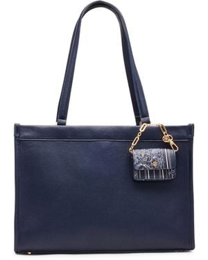 Anne Klein Large Bonded Tote With Pouch - Blue