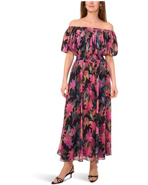 Vince Camuto Off Shoulder Puff Sleeve Maxi Dress - Red