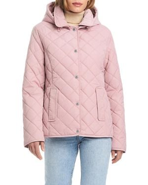 Jones New York Ladies Lightweight Quilted Jacket With A Hood - Red