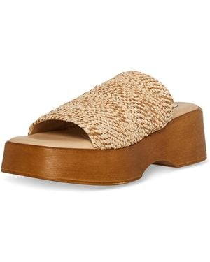 Steve Madden Slinky30 Raffia Platform Slide Sandals - Brown