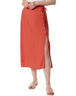 Jessica Simpson Irina Side Tie Button Slit Skirt - Red