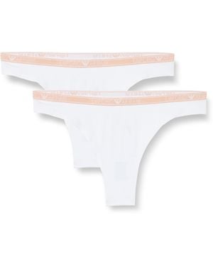 Emporio Armani Essential Studs Logo 2-pack Thong - White