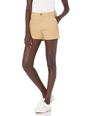Amazon Essentials Pantaloncini Kaki con Cucitura Interna da 9 cm a Vita Medio Alta Donna - Neutro