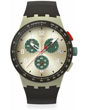 Swatch Casual Watch Beige Quartz Plastic Obsidian Ink - Gray