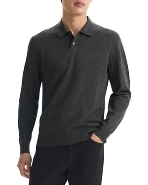 Theory Goris Long Sleeve Polo In Light Bilen - Gray