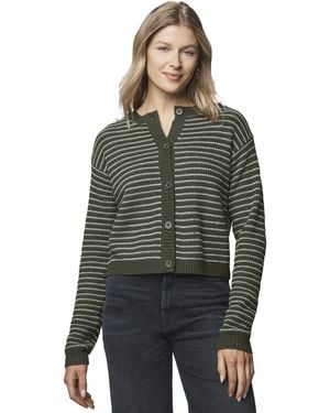 Splendid Amber Stripe Crop Cardigan - Gray