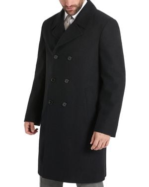 Ben Sherman Brenton Double Breasted Wool Overcoat - Black