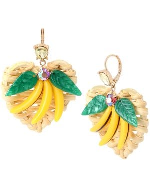 Betsey Johnson Banana Rattan Drop Earrings - Yellow