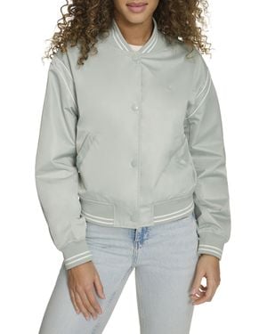 Champion Cropped Varsity Bomber Jacket - Gray