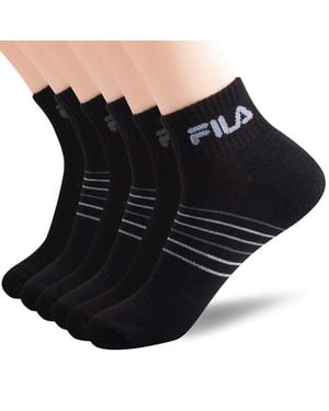 Fila Mens Striped Half Cushion Quarter Socks - Black