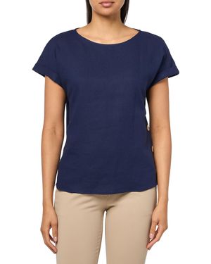 Jones New York Ss Button Detail Blouse - Blue