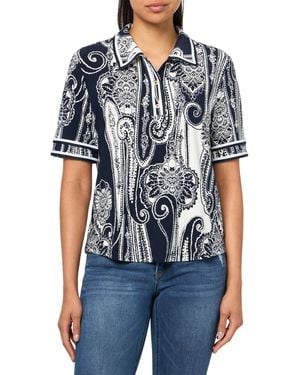 Nautica Short Sleeve Knit Paisley Print Collared Polo - Blue