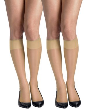 Hanes Silk Reflections Reinforced Toe Knee-highs - Natural