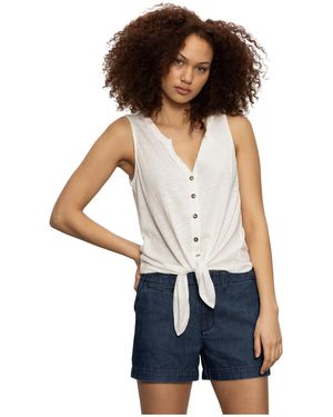 Sanctuary S Notched Button Front Tee - White