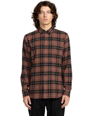 Volcom Caden Plaid Long Sleeve Flannel Shirt – Classic - Brown